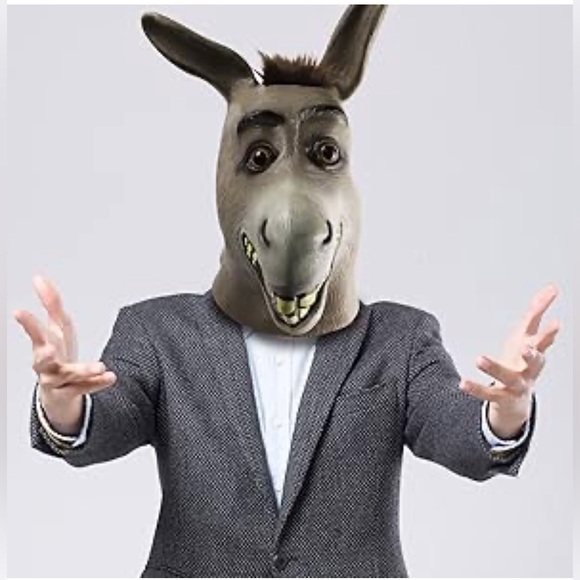 Donkey Mask,Halloween Novelty Deluxe Costume Cosplay Latex Animal Head Adult - Picture 1 of 10